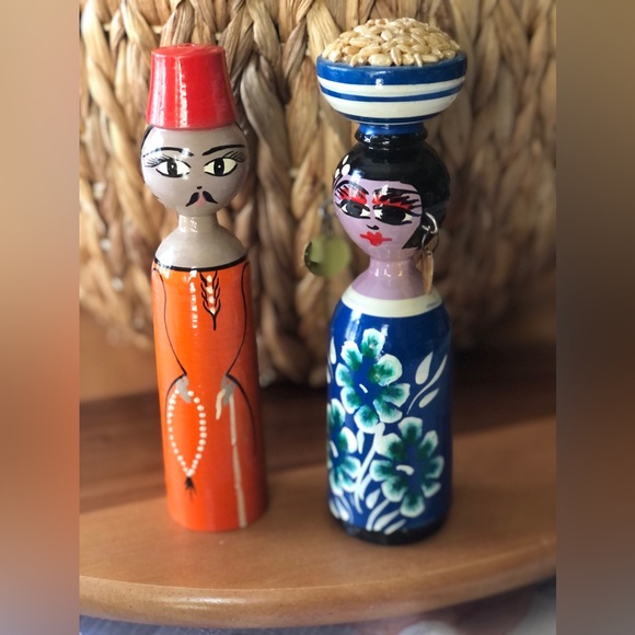 Antique Egyptian Handmade Spindle Wood Set - Picture 4 of 9